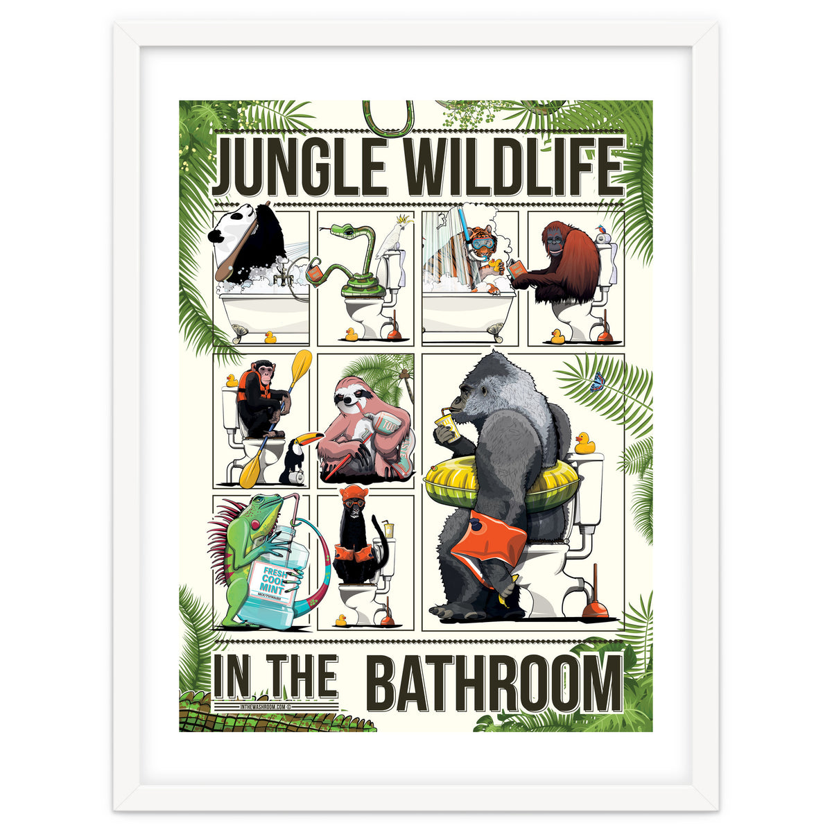 Jungle Wildlife in the Bathroom, funny toilet humour