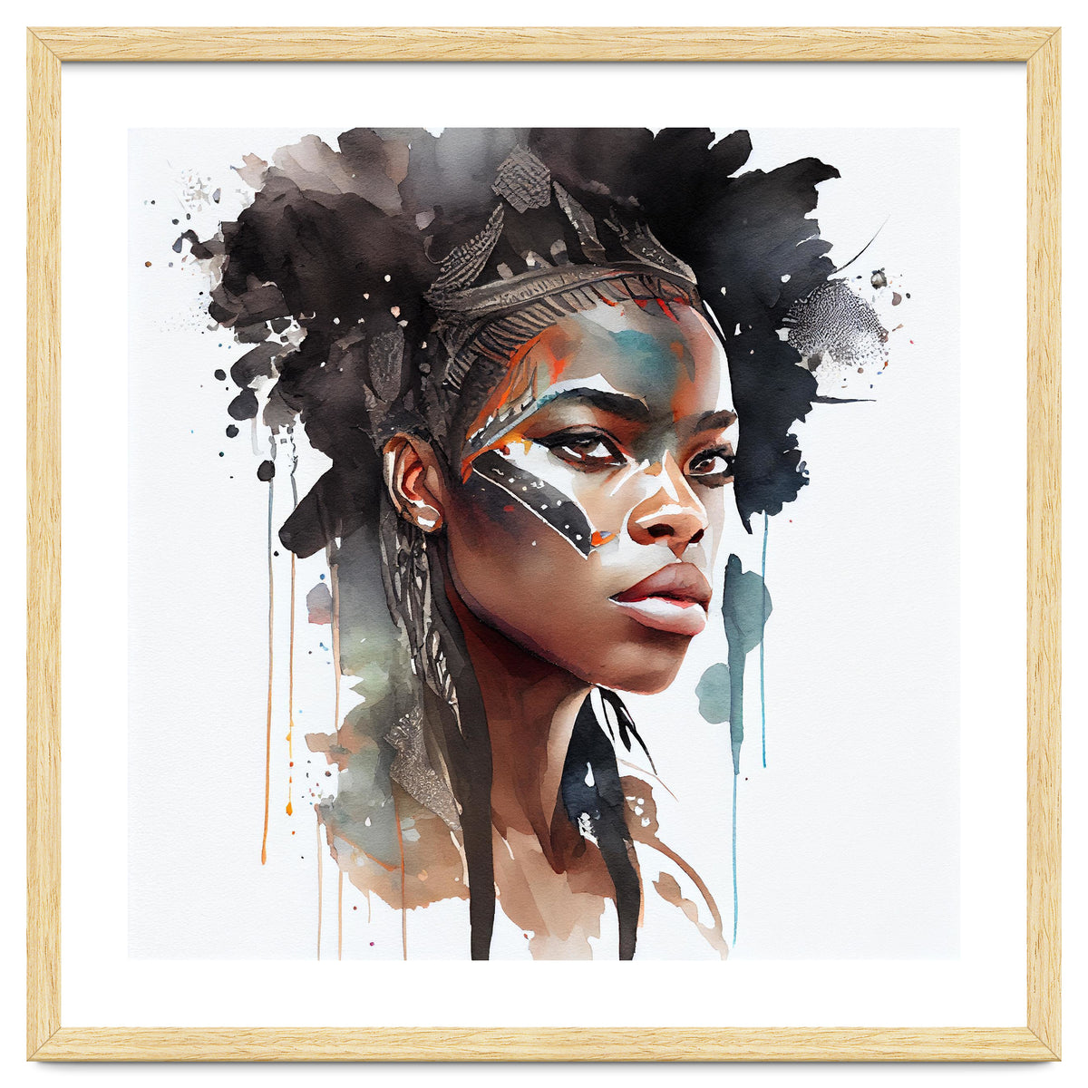Watercolor African Warrior Woman #6