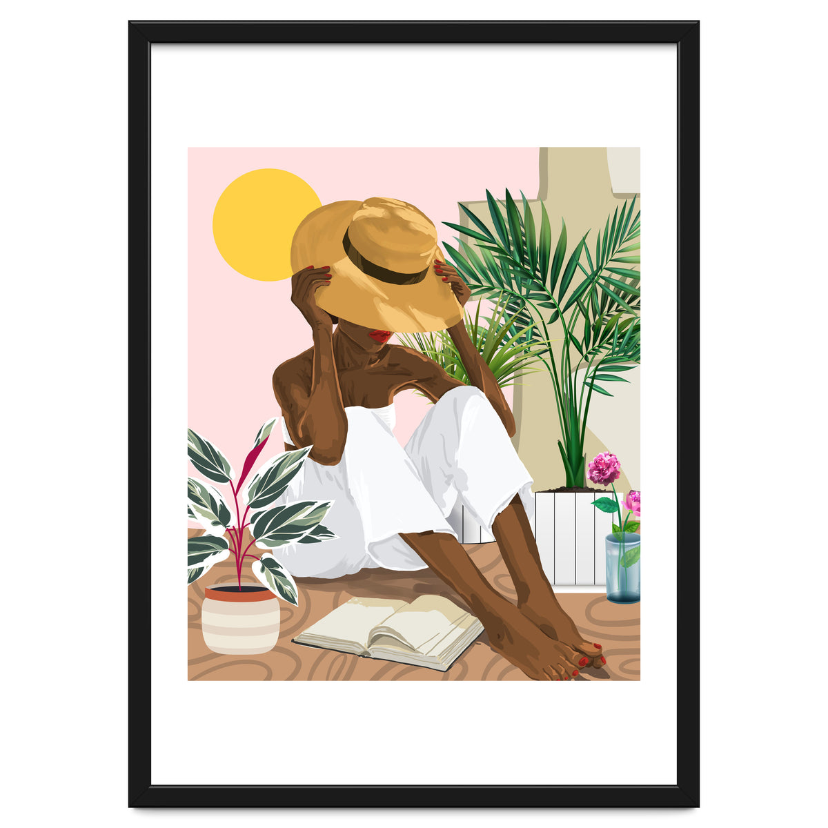 Summer Reading | Modern Bohemian Black Woman Travel | Beachy Vacation Book Reader