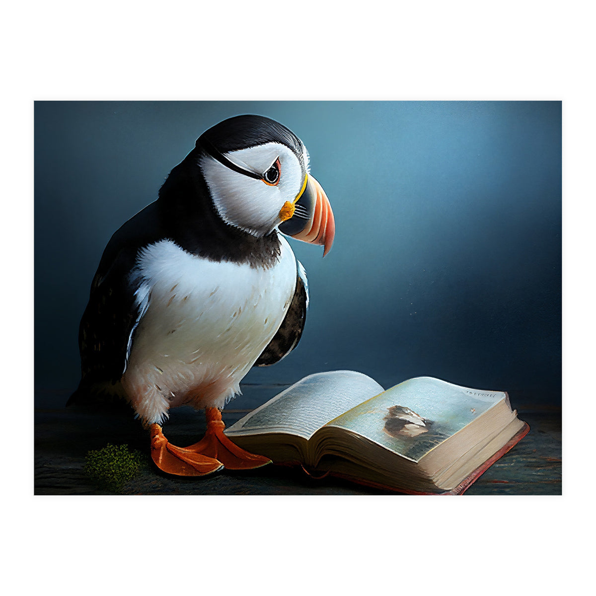 Puffin Reading a Book (Print Only)