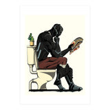 Black Panther on the Toilet, funny bathroom humour (Print Only) thumbnail