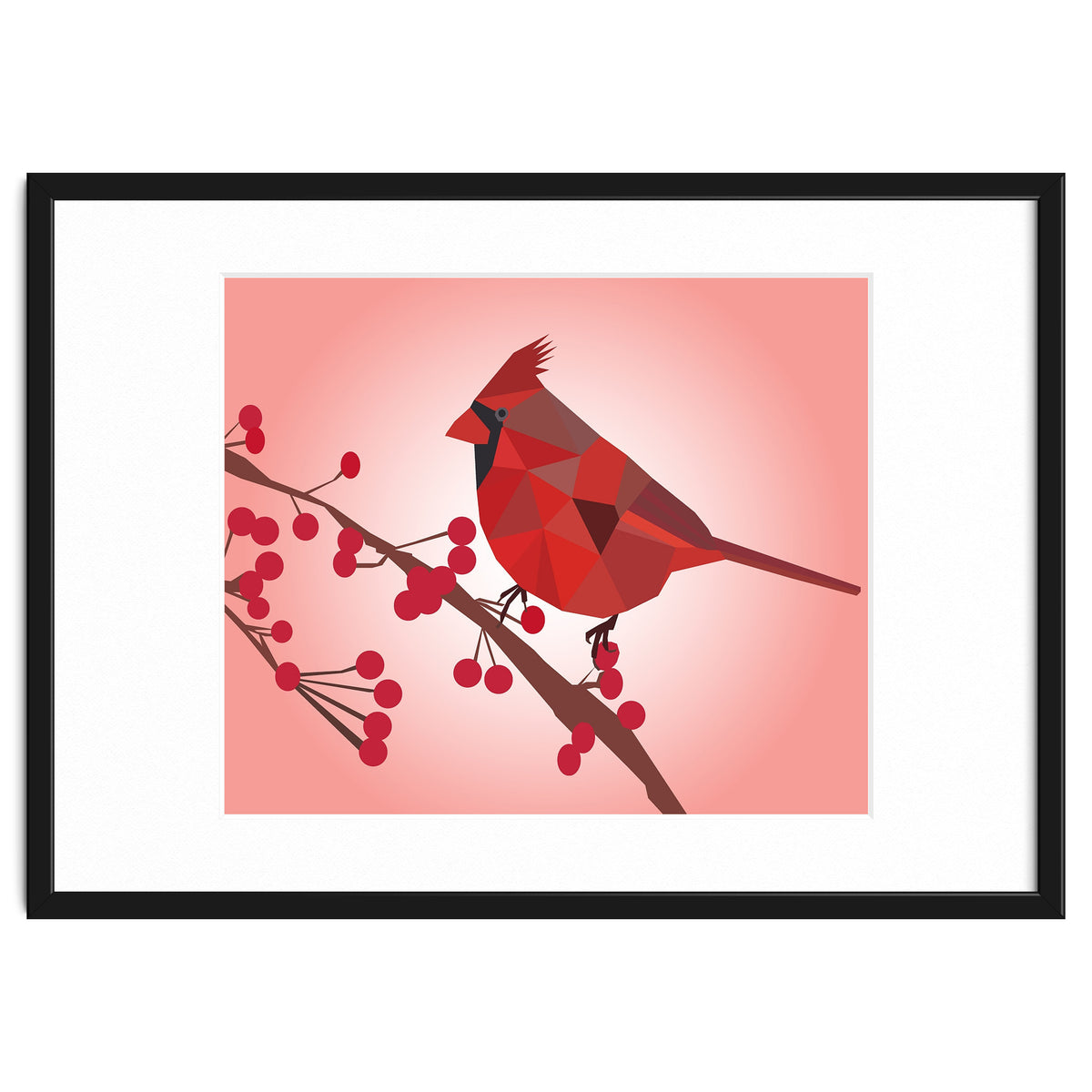 Northern Cardinal Bird Low Poly Art