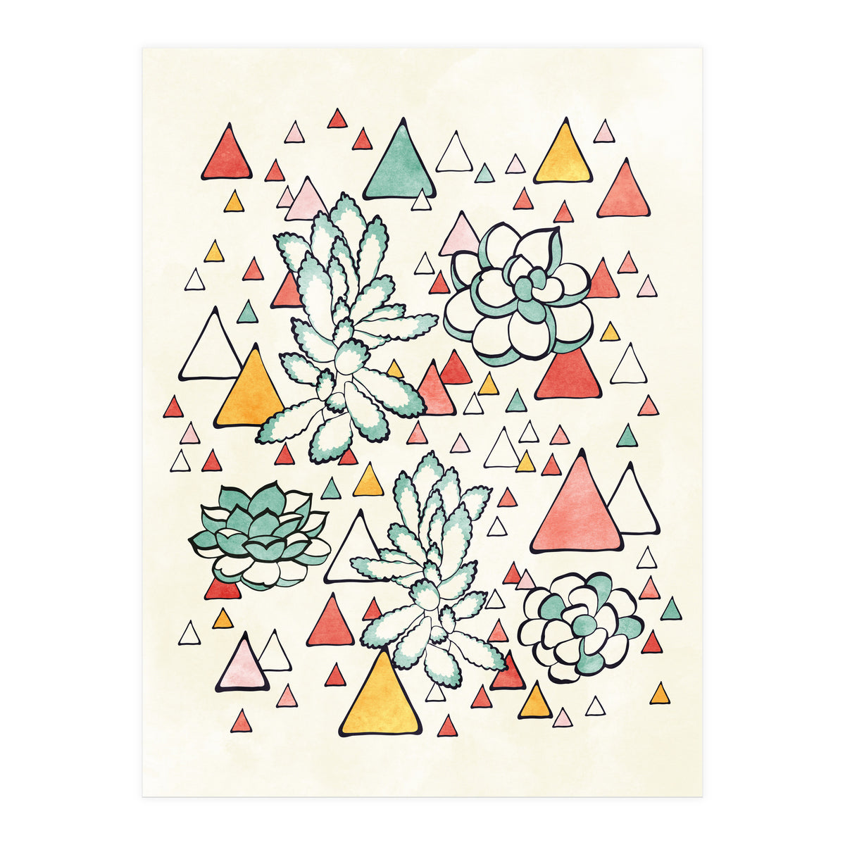 Succulent And Triangles (Print Only)