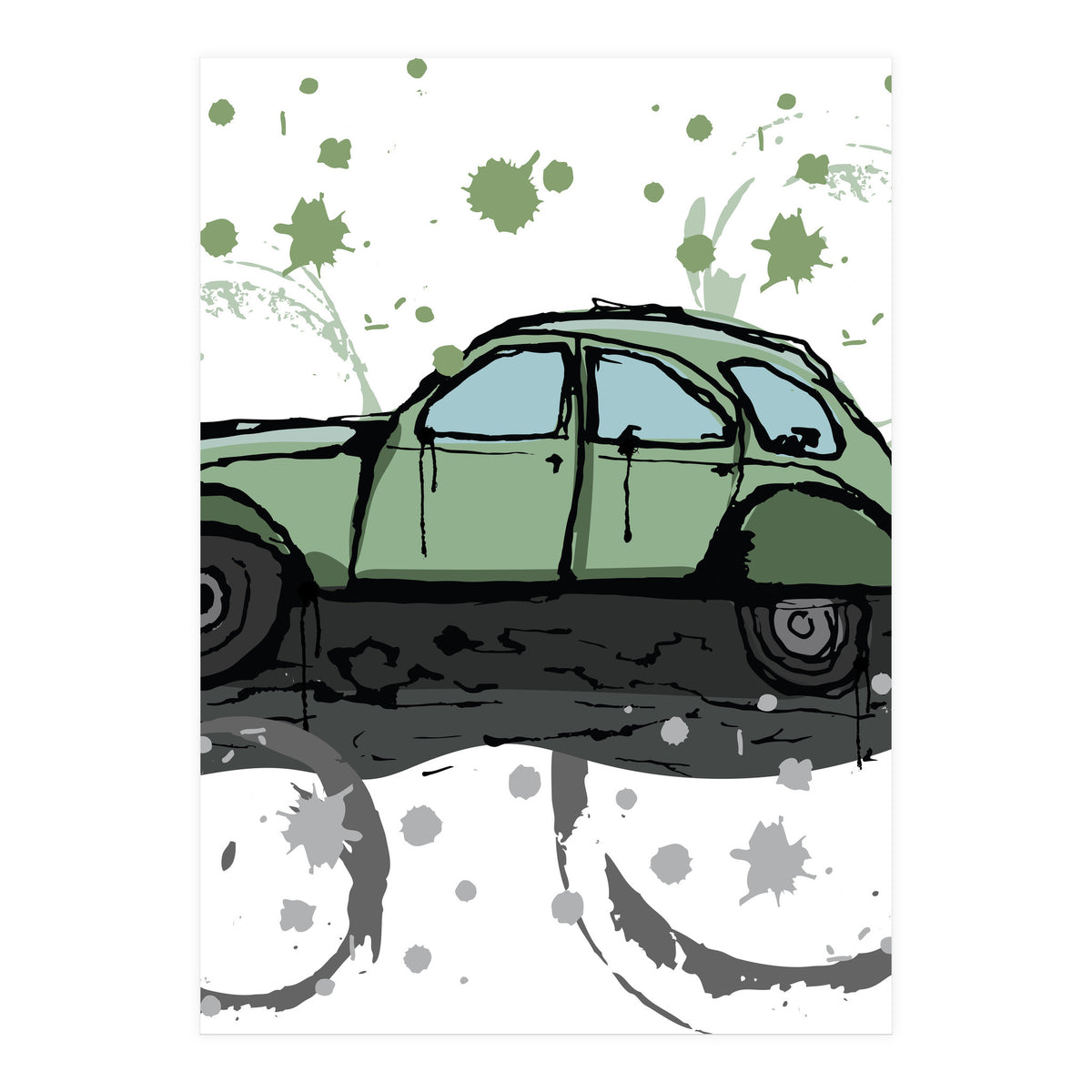 Green car sketch (Print Only)