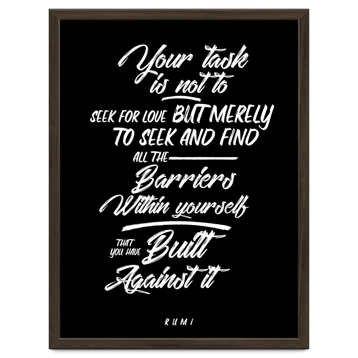 Don't Seek For Love - Rumi Quote Typography