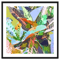 Jungle Plants, Tropical Nature Dark Botanical Illustration, Eclectic Colorful Forest Painting