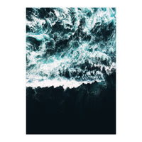 Oceanholic, Sea Waves Dark Photography, Nature Ocean Landscape Travel Eclectic Graphic Design (Print Only)