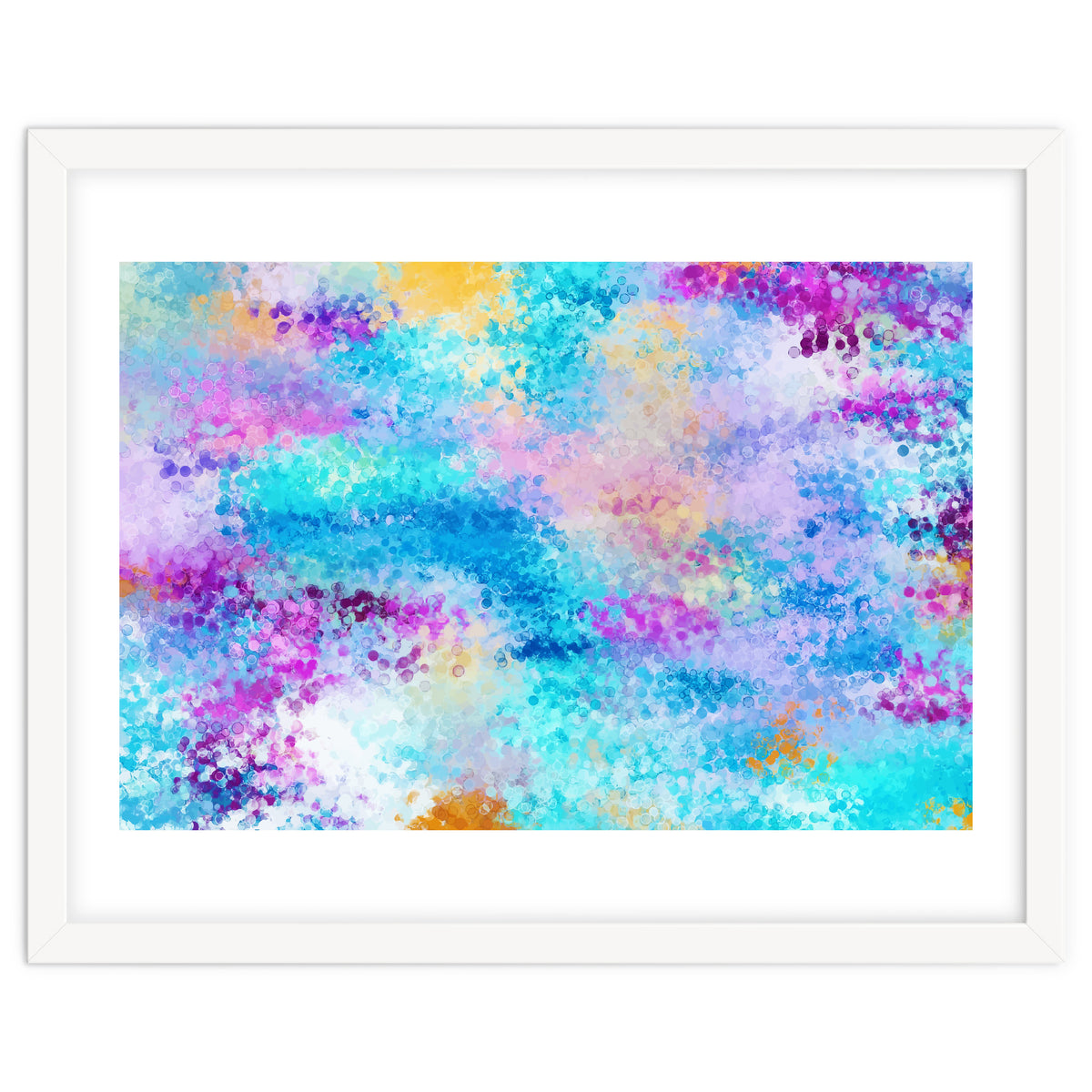 Mixed Emotions, Abstract Blue Colorful Painting, Eclectic Modern Bohemian Shapes Ocean