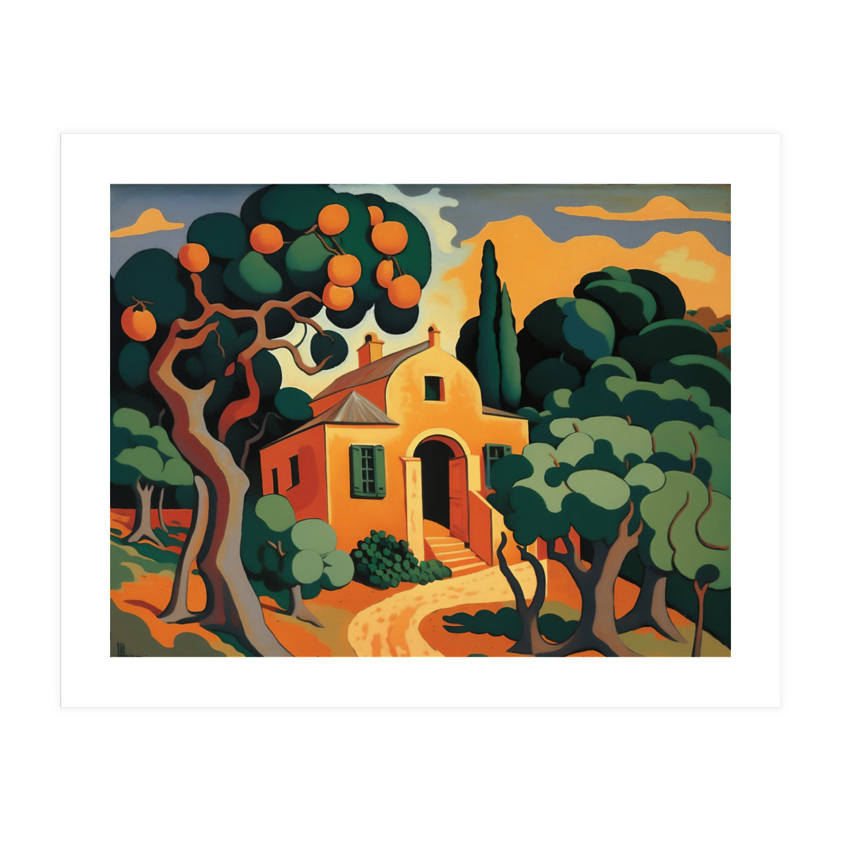 Orange House, Orange Tree Painting (Print Only)