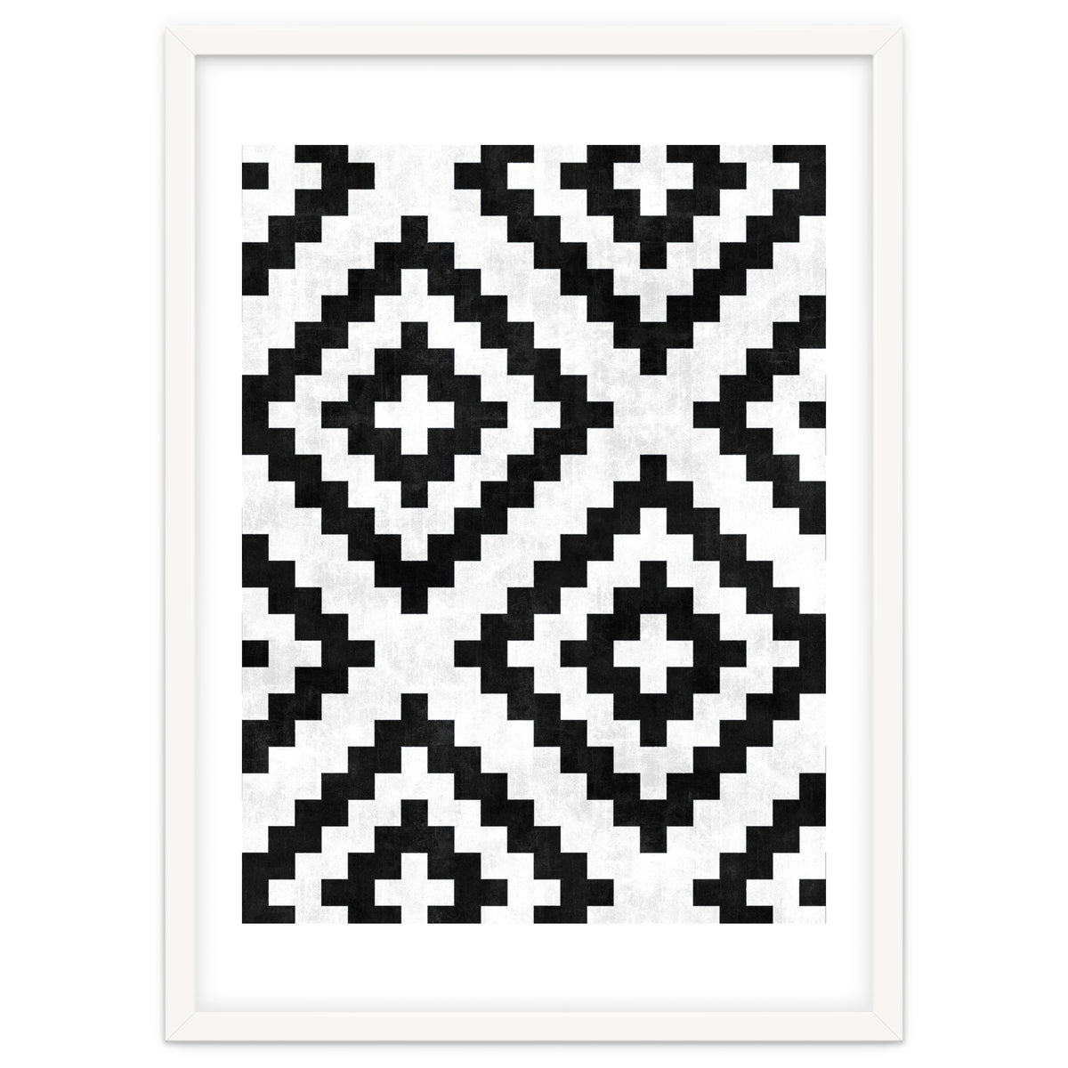 Urban Tribal Pattern No.18 - Aztec - Black and White Concrete
