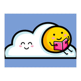 Kawaii Cute Sun Reading A Book On A Cloud (Print Only) thumbnail