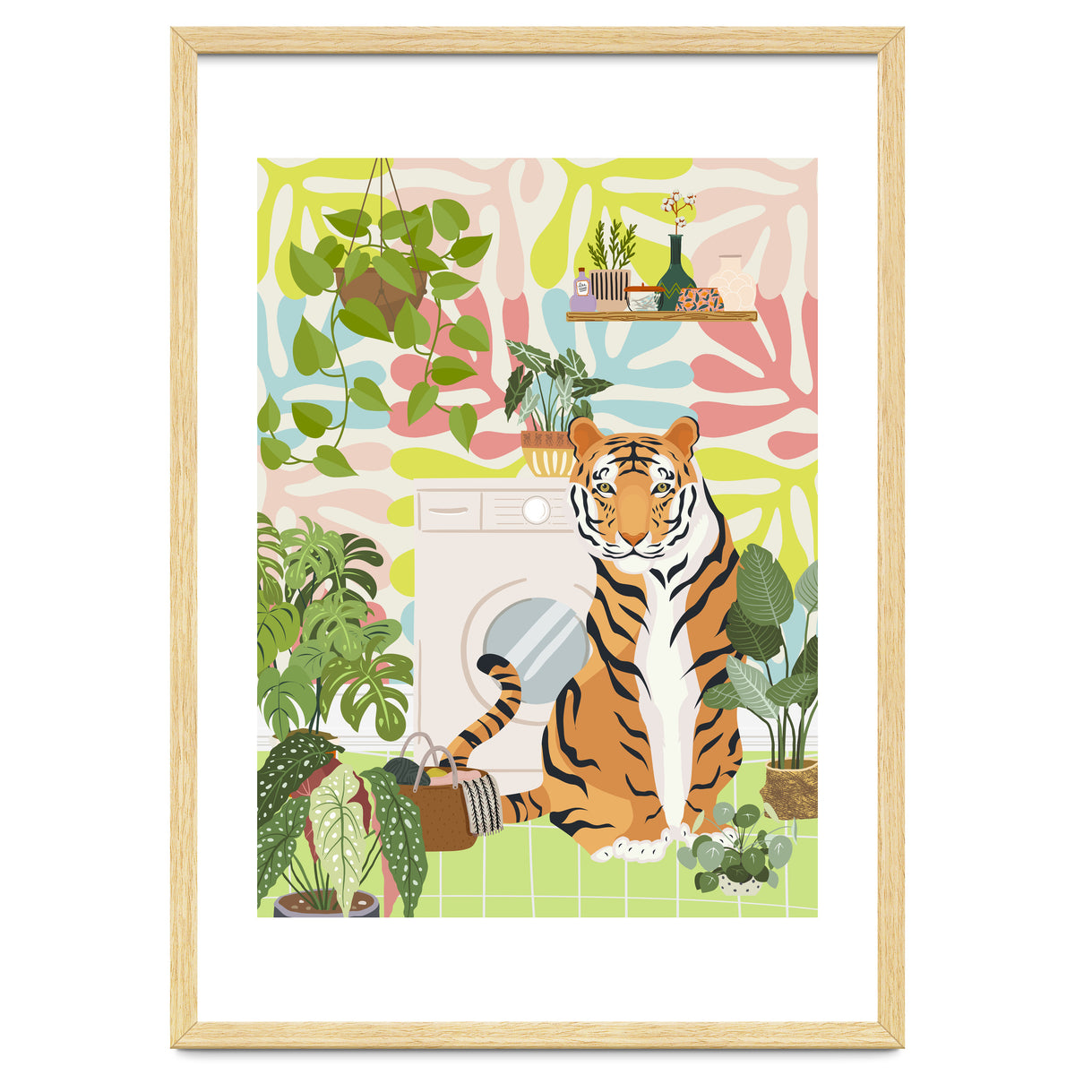 Tiger in Matisse Style Bathroom