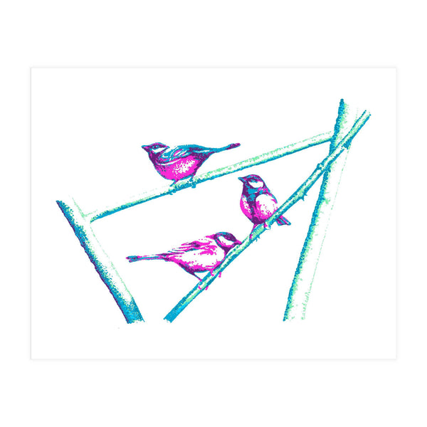 Garden Birds On A Branch (Print Only)