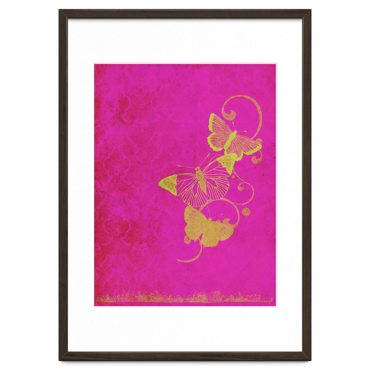 Yellow Butterflies on Pink