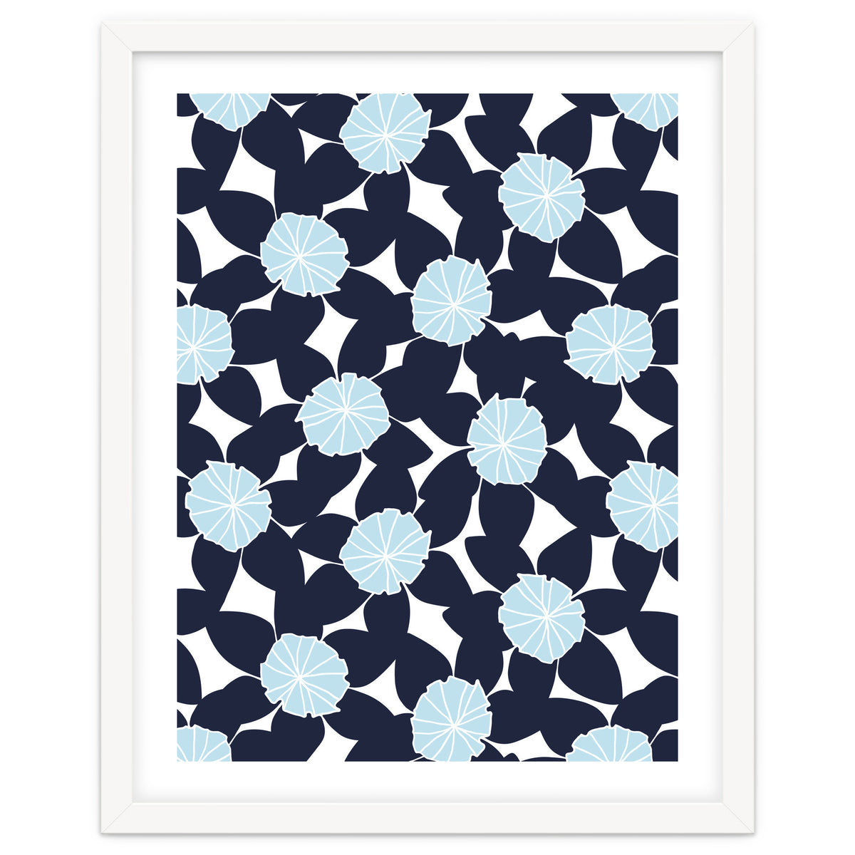 Pastel Blue Abstract Flower Pattern