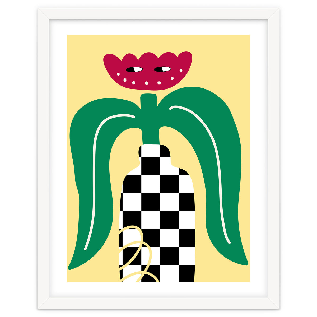 Flower Character in Checker Vase