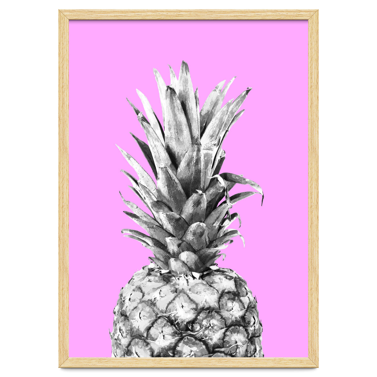Black and White Pineapple Pink Background