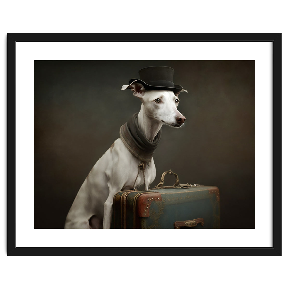 Whippet with His Suitcase