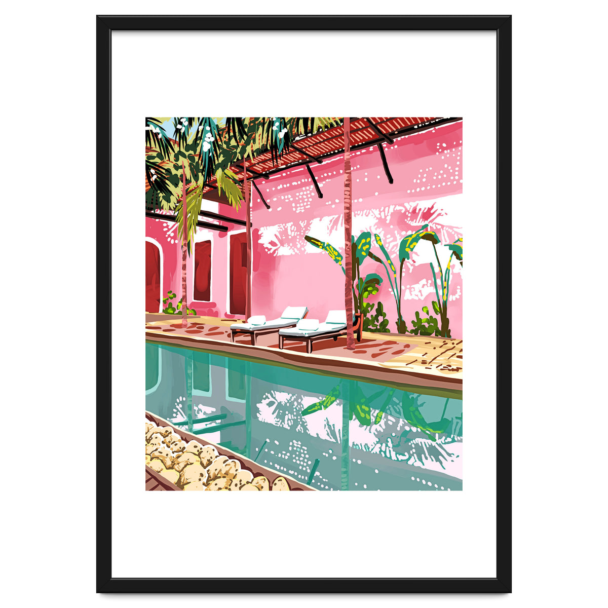 Vacay Villa | Blush Pink Summer Architecture | Tropical Travel Building | Palm Bohemian Resort