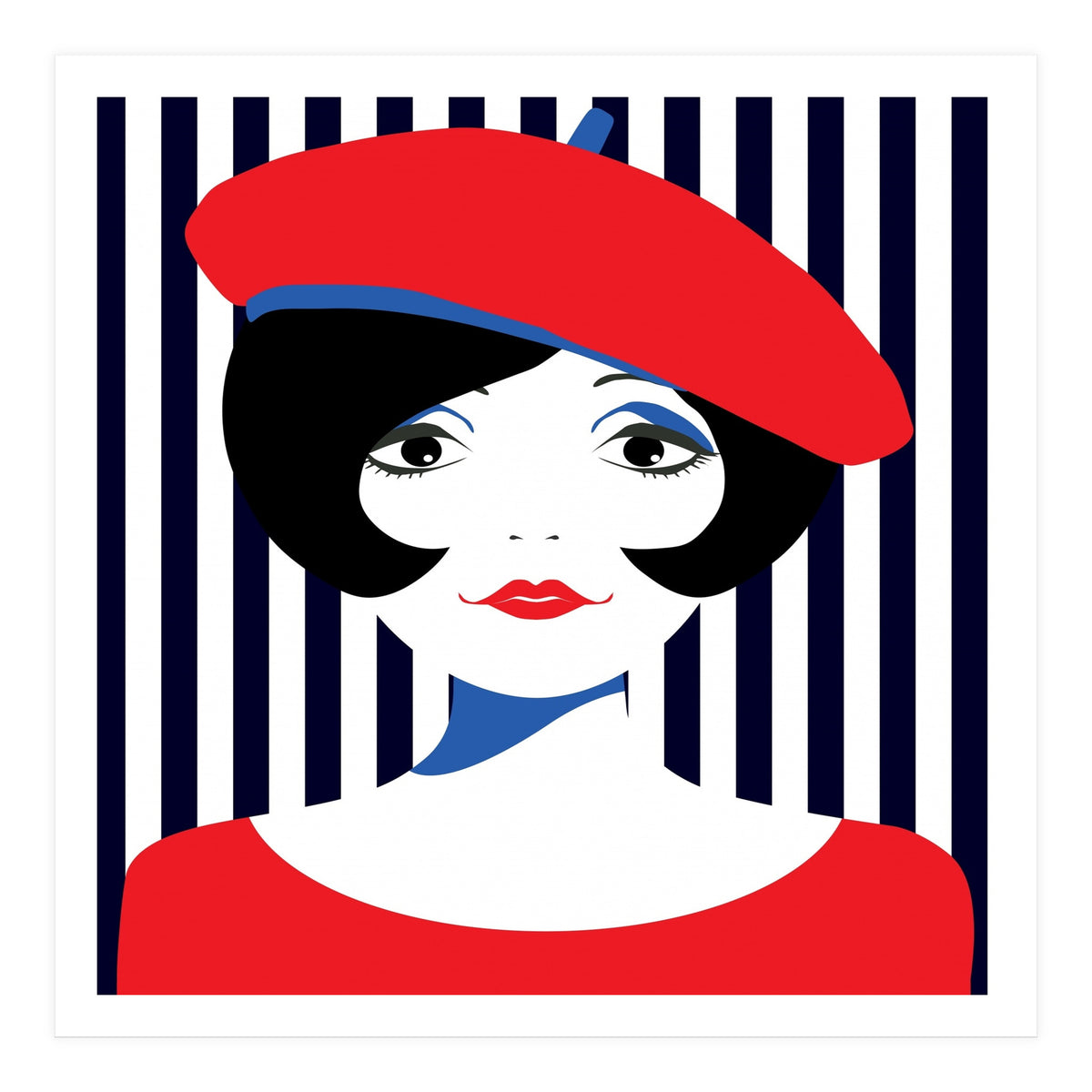 Retro French Young Woman  (Print Only)