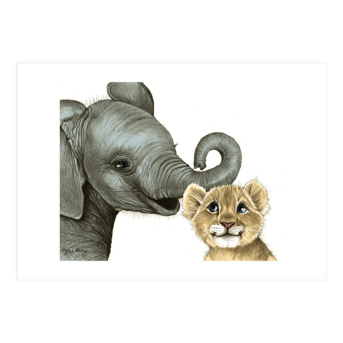 Best Friends, Elephant and Lion (Print Only)