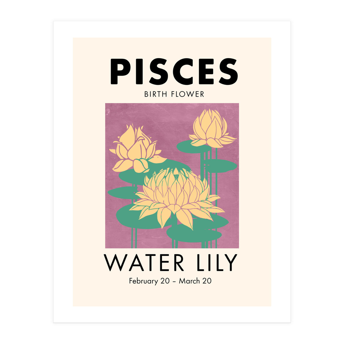 Pisces Birth Flower Water Lily (Print Only)