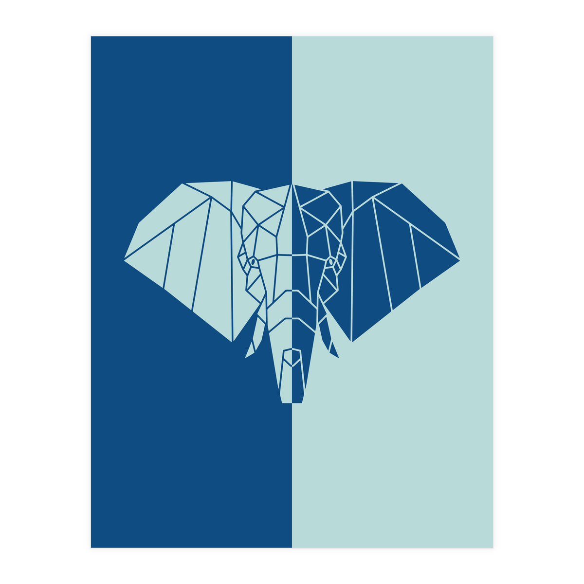 ELEPHANT IN BLUE ! POLYGON ART (Print Only)