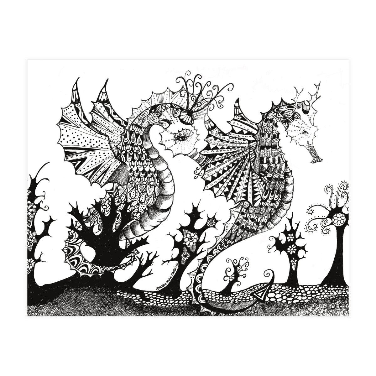 Seahorse Dragons Mystical Home (Print Only)