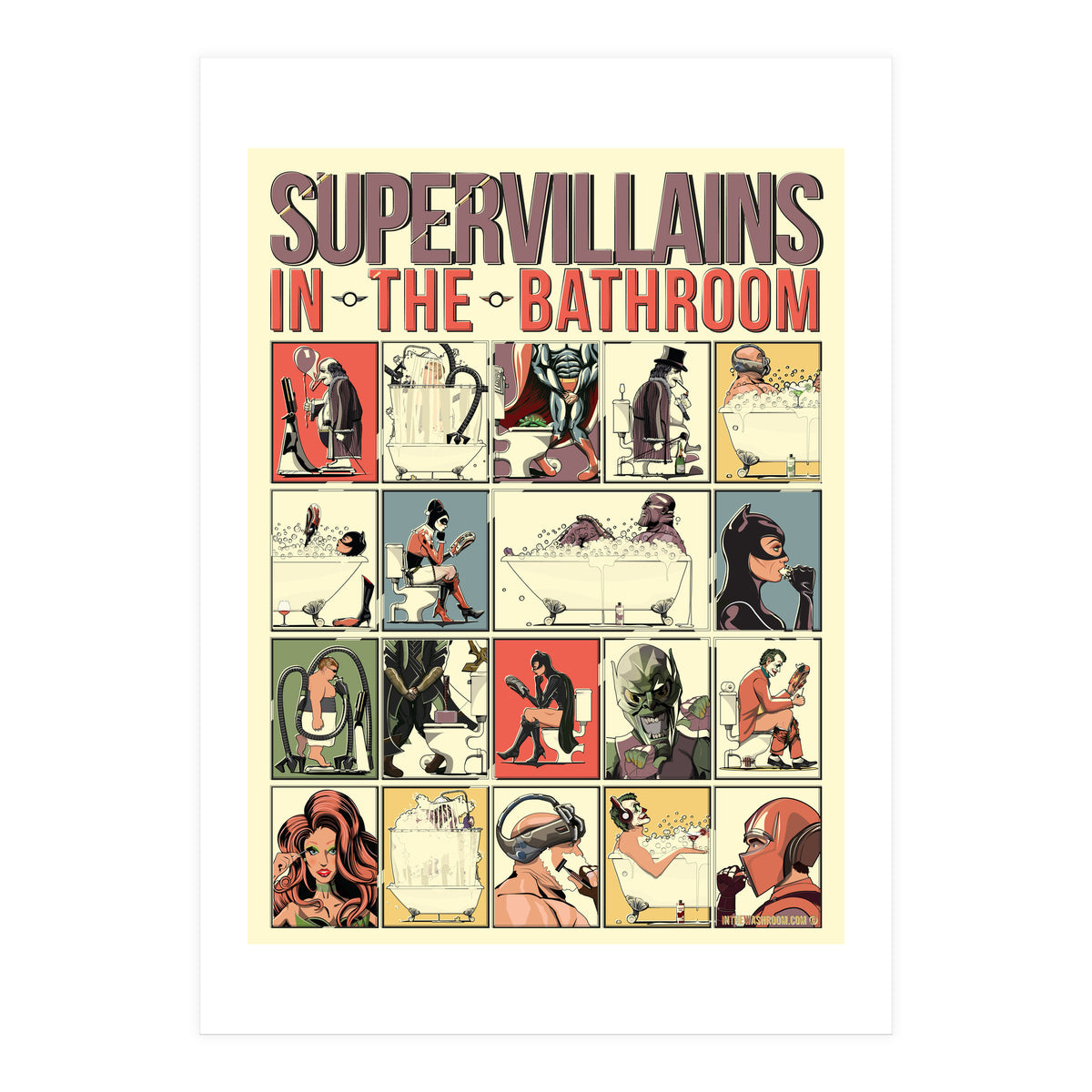 Supervillains in the Bathroom, funny Bathroom Humour (Print Only)