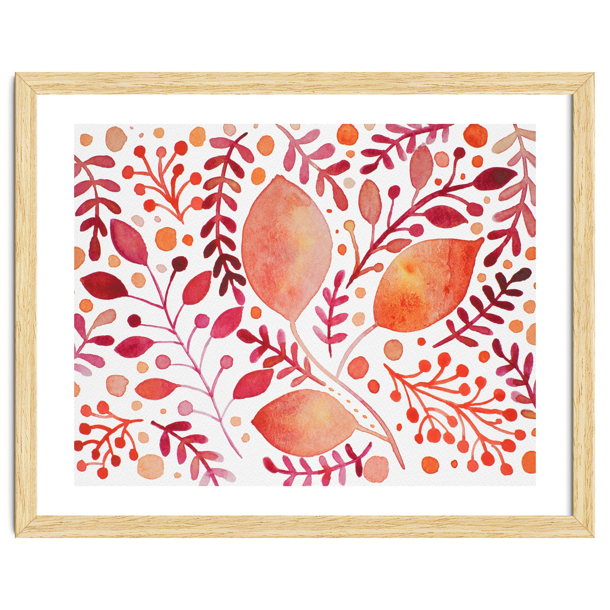 Watercolor branches and leaves - autumn palette