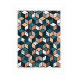 Copper, Marble and Concrete Cubes with Blue (Print Only) thumbnail