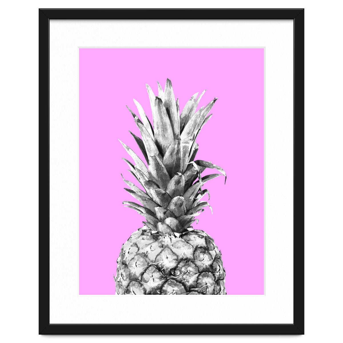 Black and White Pineapple Pink Background