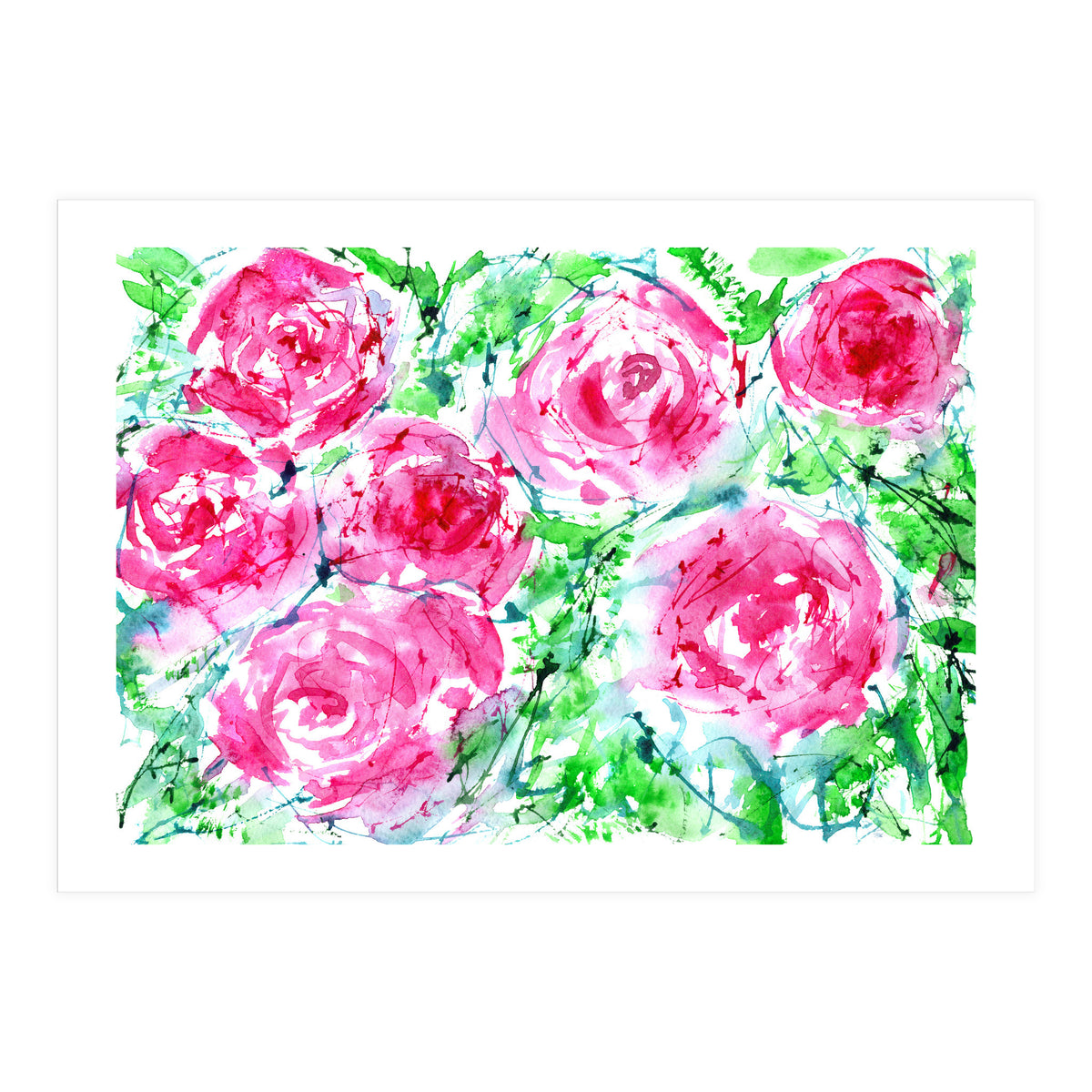 Blooming bouquet || watercolor roses (Print Only)