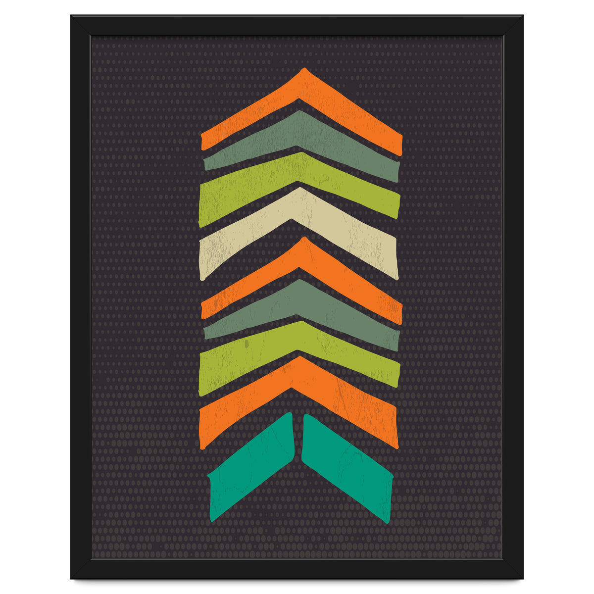 Retro Chevron Print Orange Teal Variation