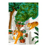 Tigers in Greece | Santorini Travel Architecture, Wildlife Animal Painting | Watercolor Illustration (Print Only) thumbnail