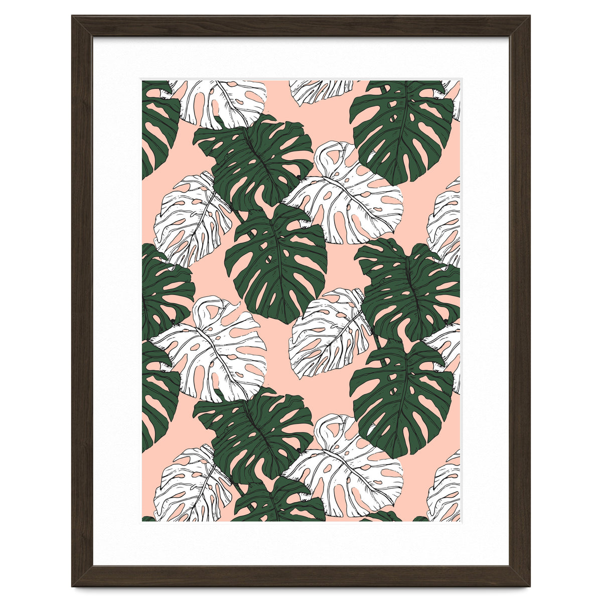 Hand drawing monstera pastel color