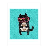Cute Coffee cat and doodles (Print Only)