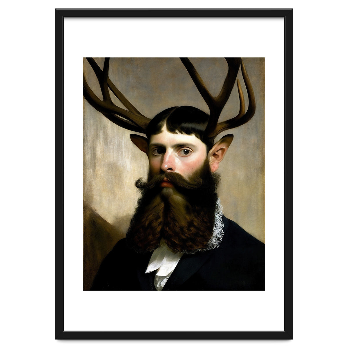 Man Stag Surreal Oil Painting