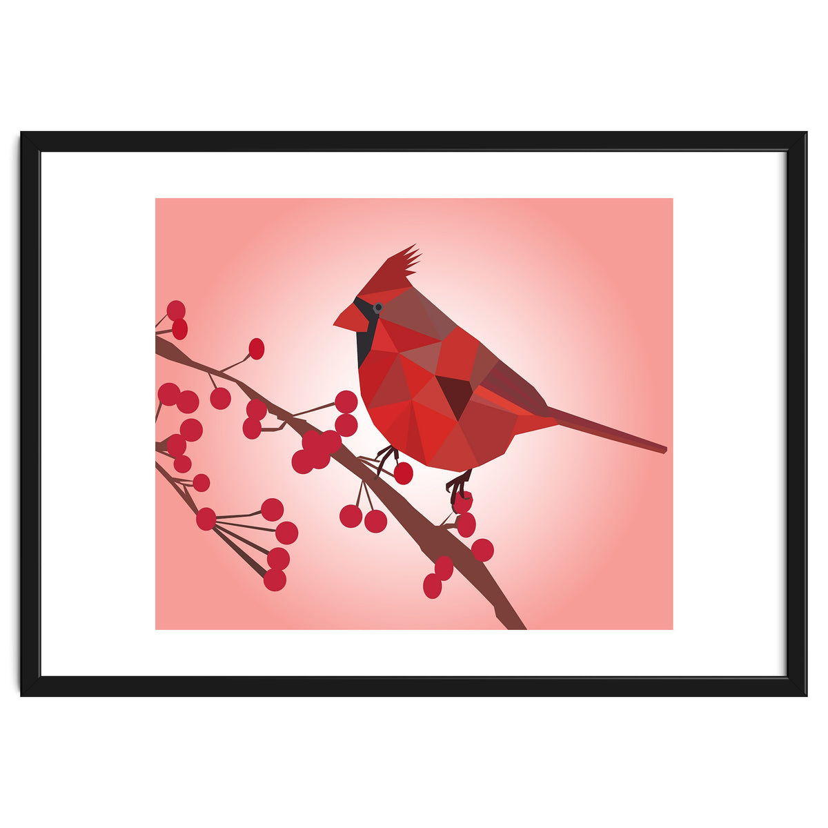 Northern Cardinal Bird Low Poly Art