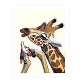 Giraffe Brushing Teeth, Funny Bathroom Humour (Print Only) thumbnail