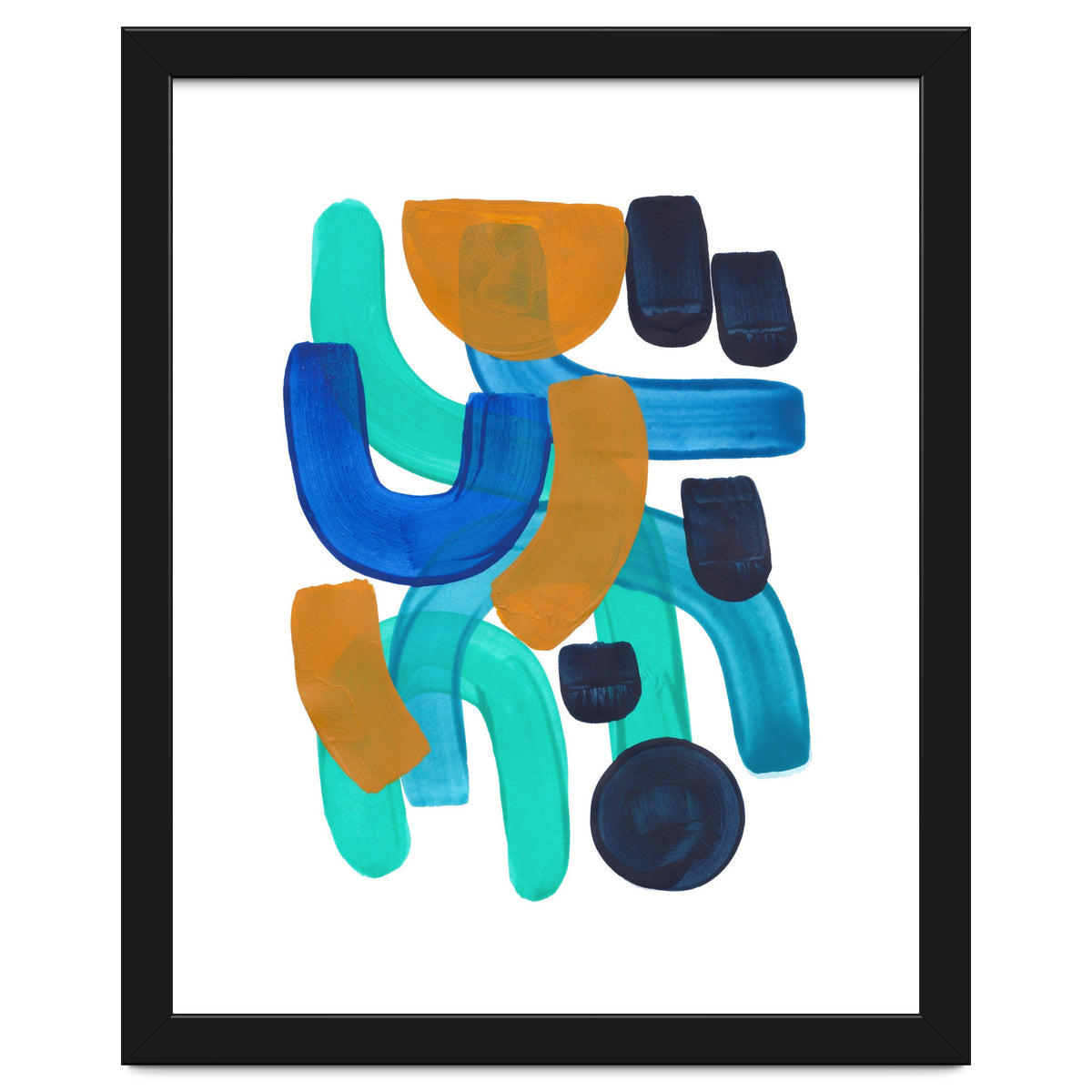 Fun Colorful Blue Turquoise Shape Yellow Accent