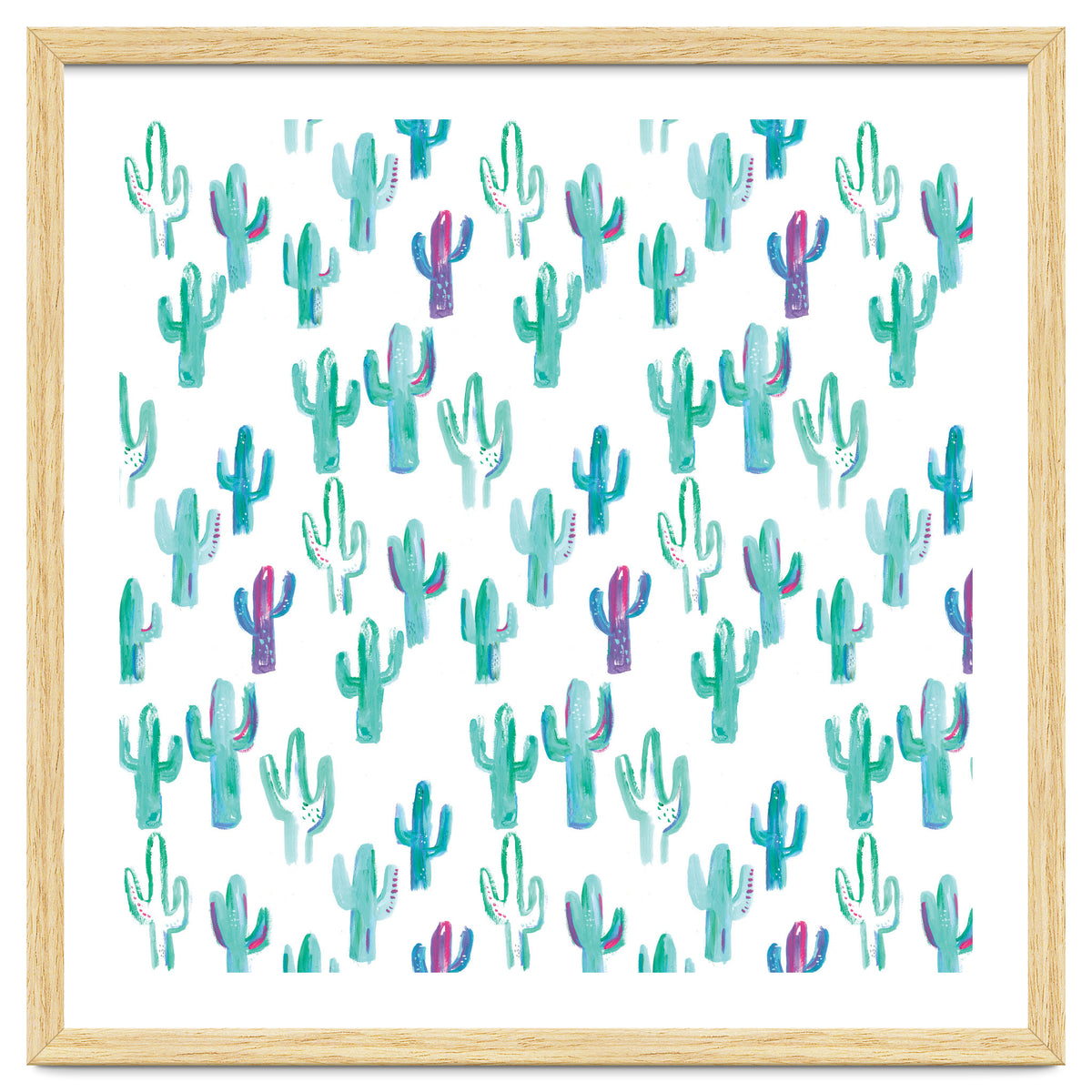 All Over Painted Cacti Mint And Pink