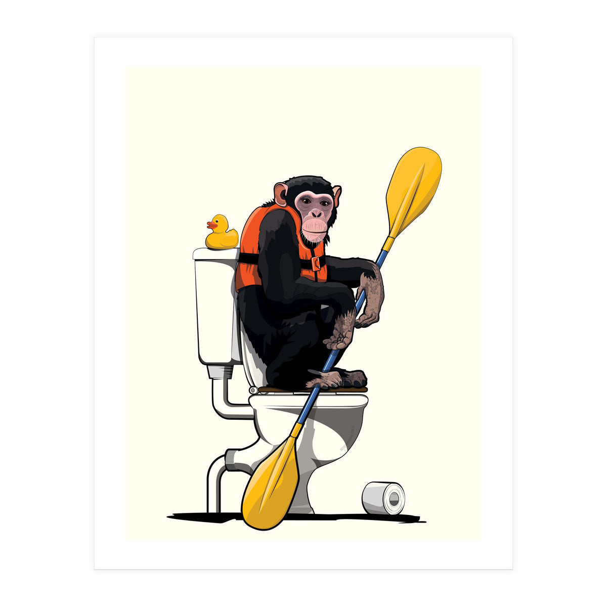 Chimp on the Toilet, Funny Bathroom Humour (Print Only)