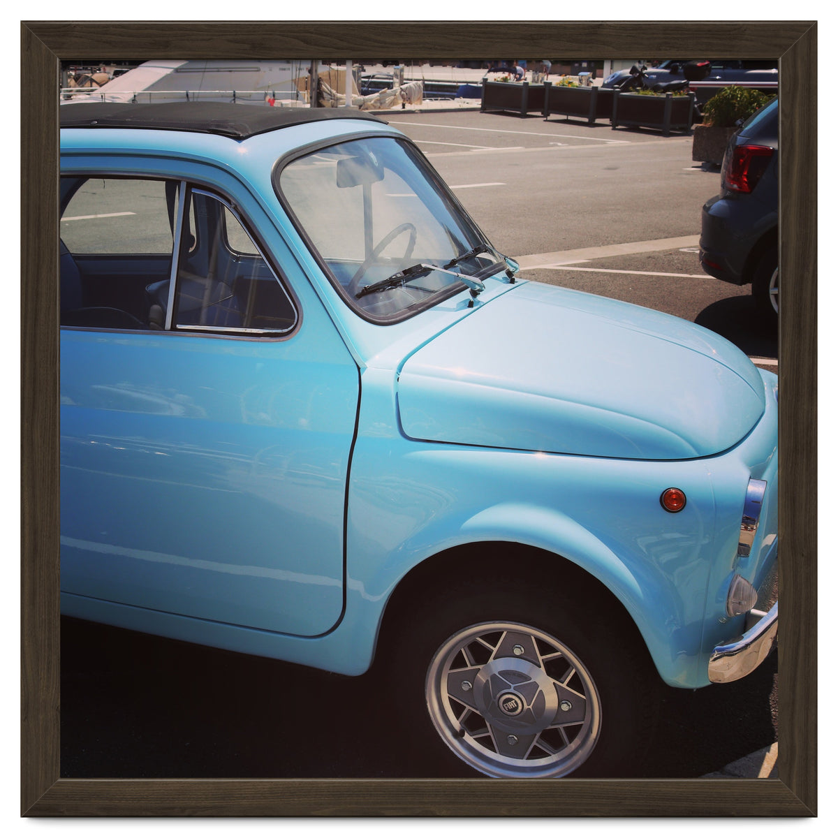 Pale blue Fiat 500