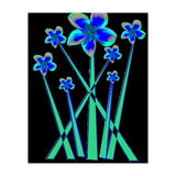 Blue flowers on black. (Print Only) thumbnail