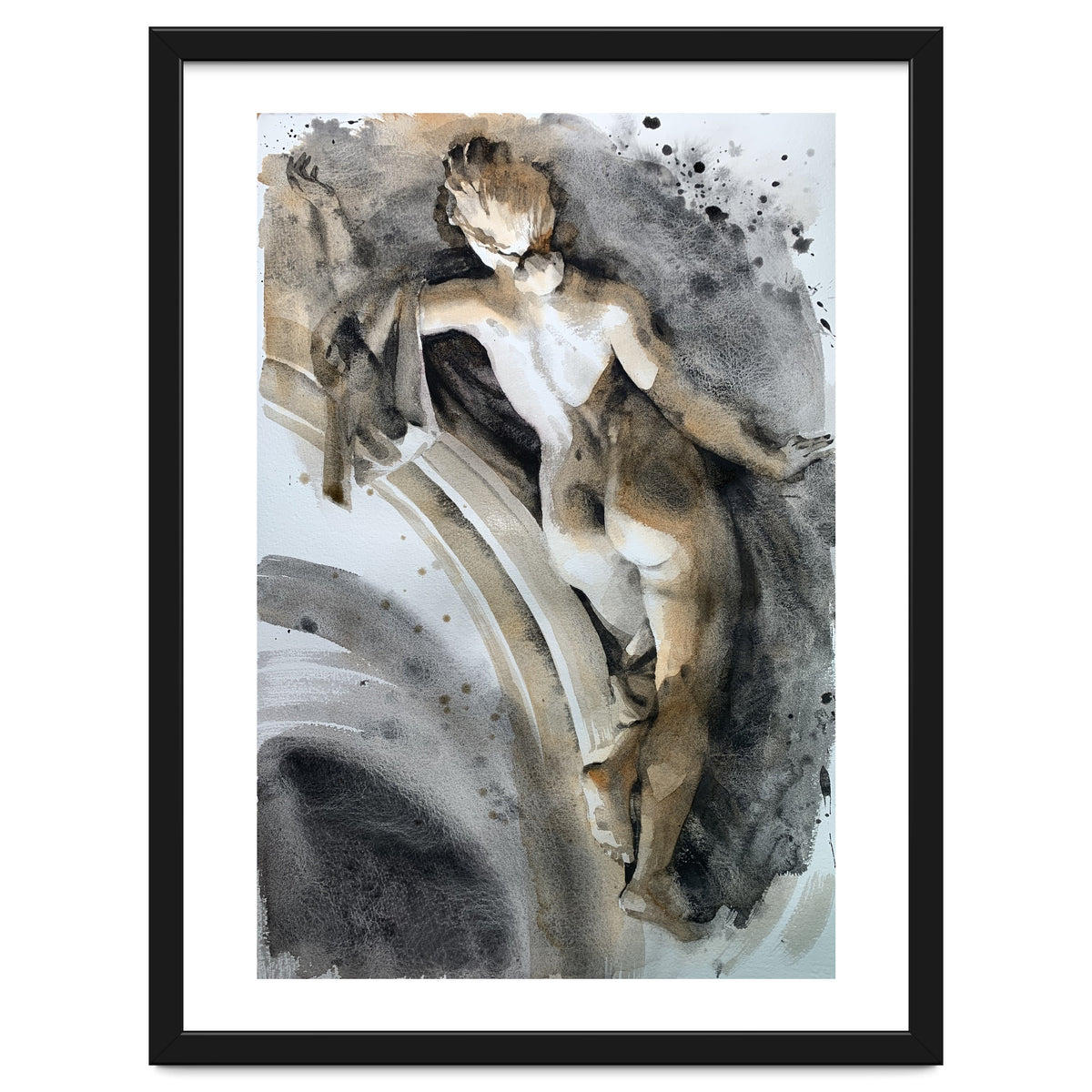 Antique sculpture of a naked girl from behind