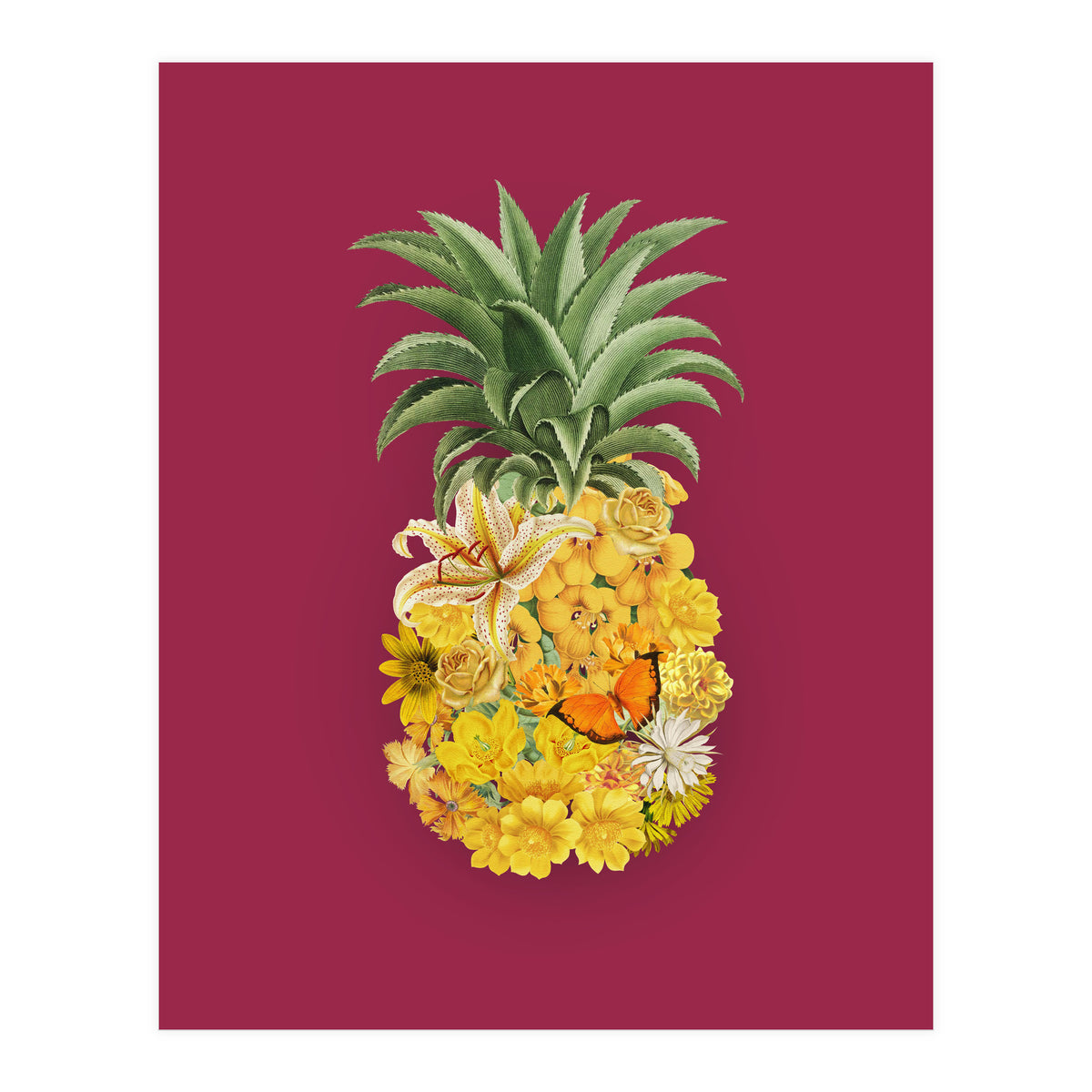 Pineapple Floral Pink (Print Only)