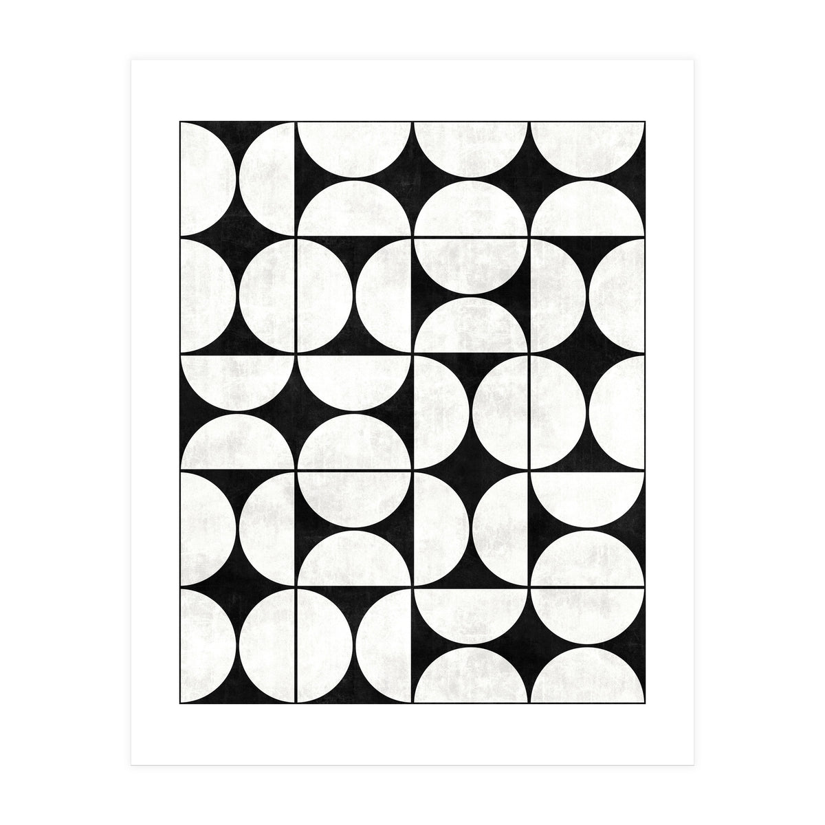 Mid-Century Modern Pattern No.2 - Black and White Concrete (Print Only)