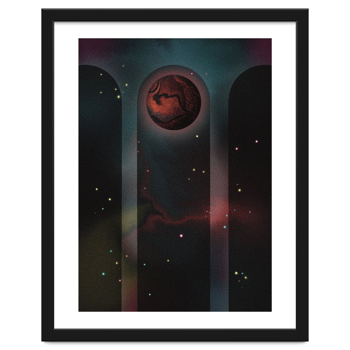 Space Temple with red planet