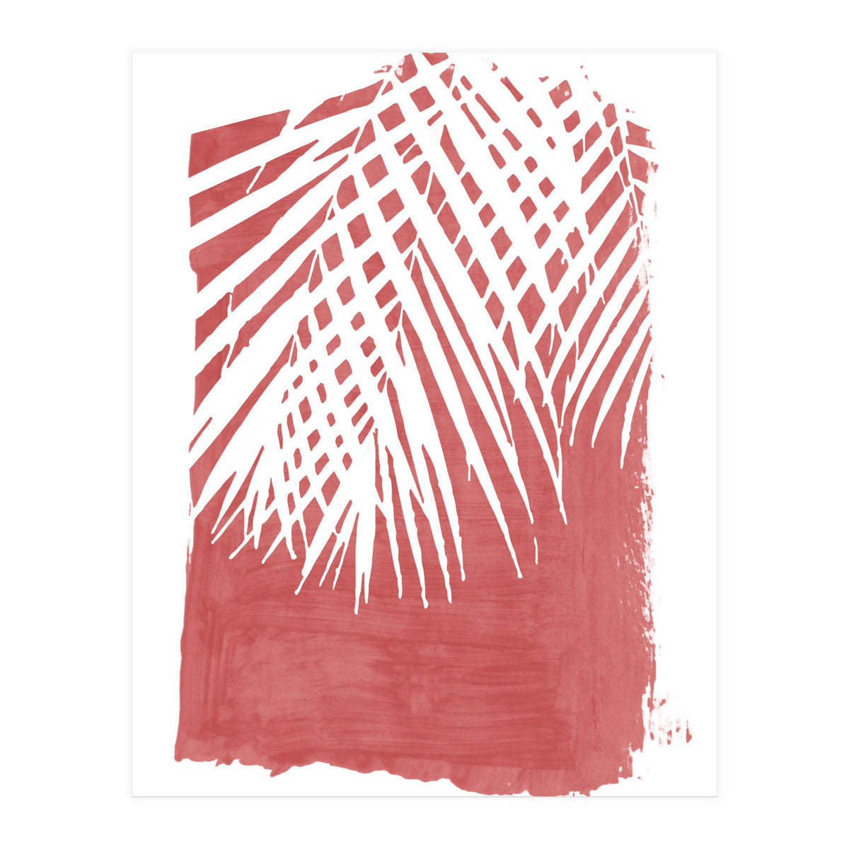 Palm Leaves On Red (Print Only)